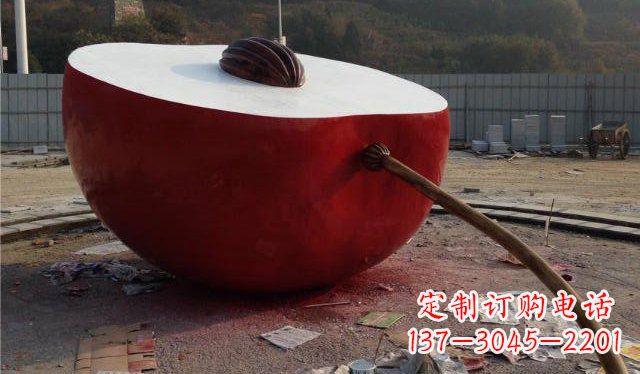 益阳不锈钢半个苹果雕塑