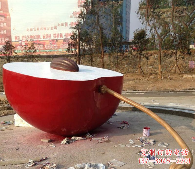 益阳不锈钢半块苹果雕塑