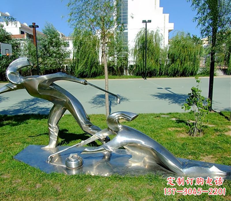 益阳不锈钢冰壶雕塑 (2)