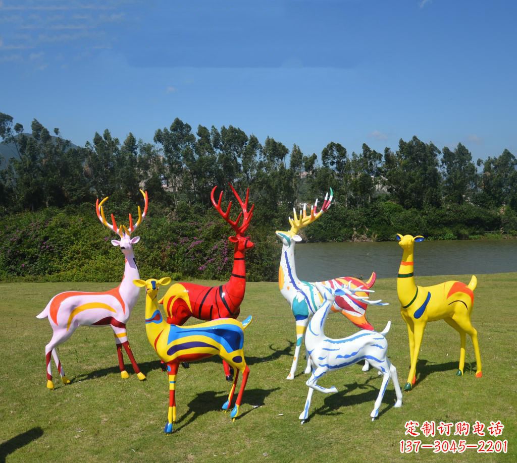 益阳不锈钢彩绘梅花鹿公园景观雕塑