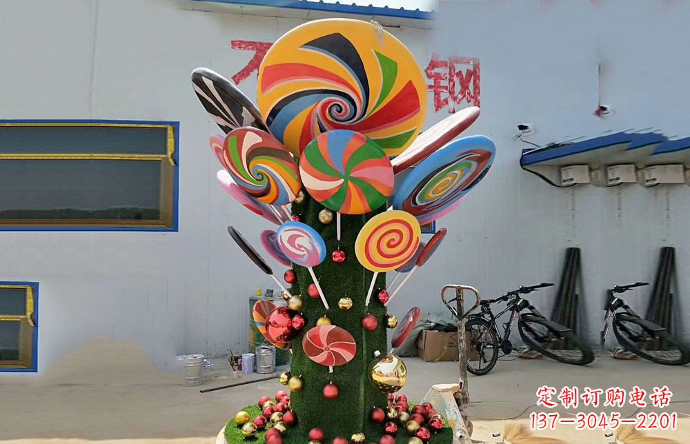 益阳不锈钢彩色棒棒糖雕塑艺术与景观的完美结合