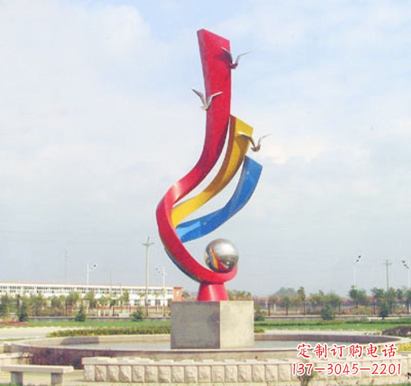 益阳不锈钢彩色海鸥海浪雕塑——美丽传承