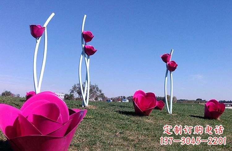 益阳不锈钢彩色玫瑰花雕塑