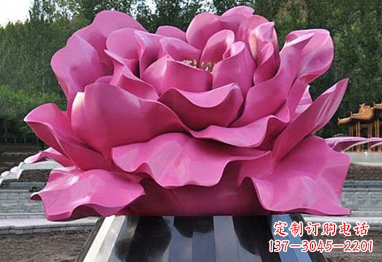 益阳不锈钢彩色牡丹花雕塑美丽的艺术品