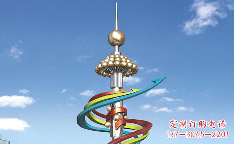 益阳不锈钢飘带彩色雕塑——缤纷空间的艺术美学