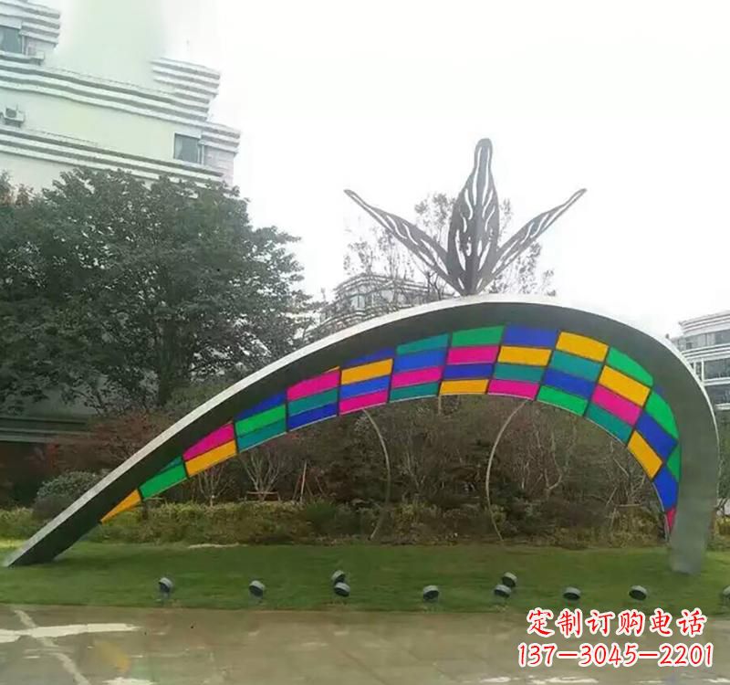 益阳不锈钢彩色拼接拱门雕塑