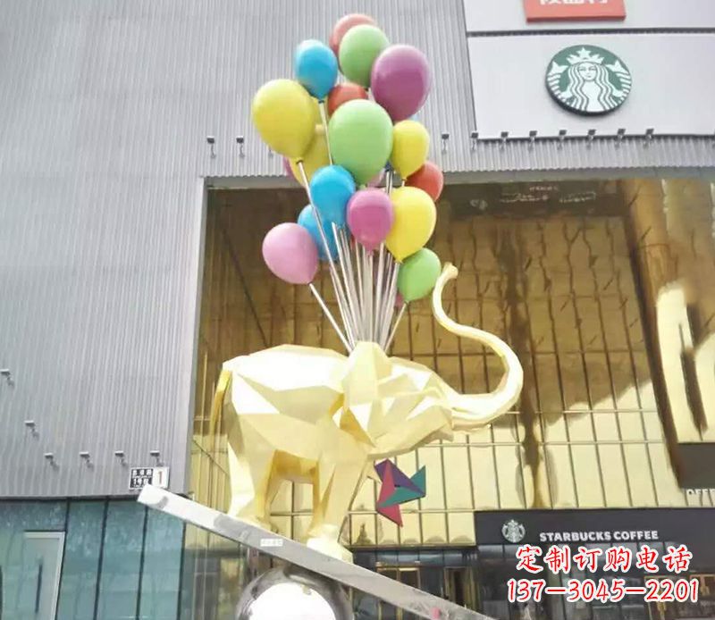 益阳不锈钢踩球的小象雕塑
