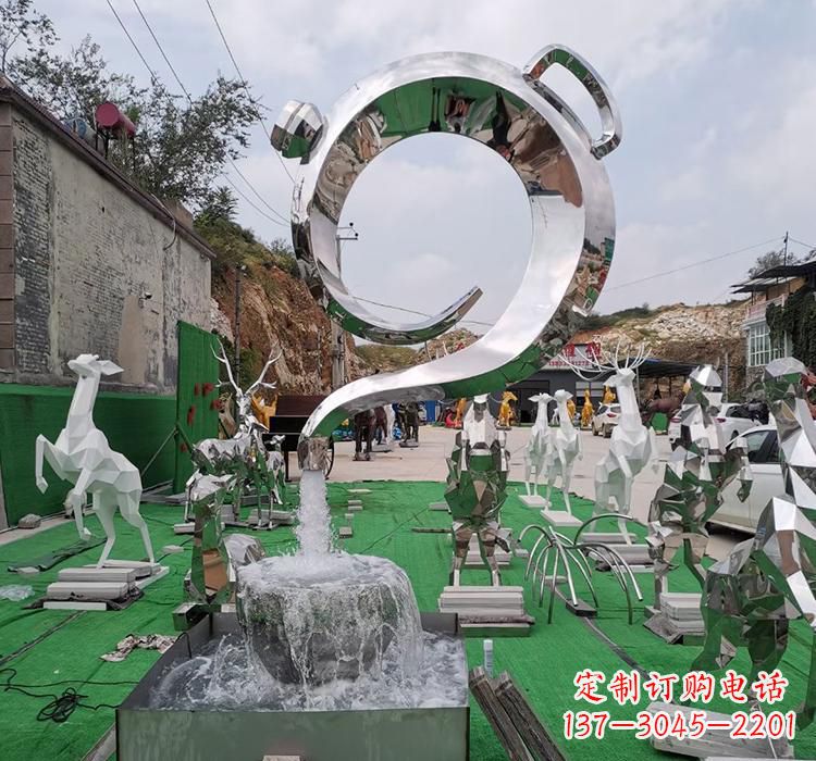 益阳不锈钢茶壶雕塑精致美观的艺术品