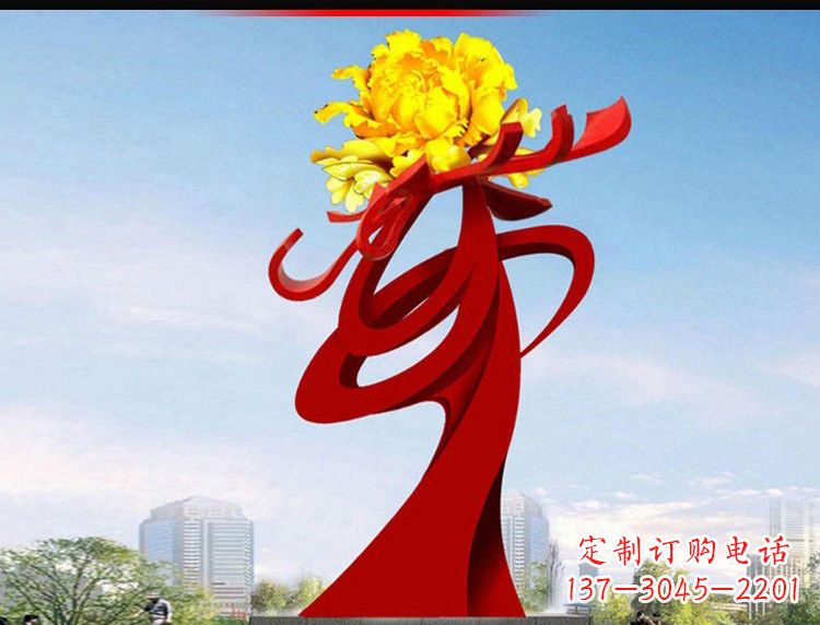 益阳不锈钢城市大型牡丹花雕塑设计图