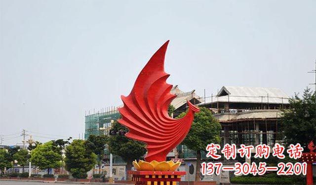 益阳不锈钢凤凰雕塑象征着城市繁荣