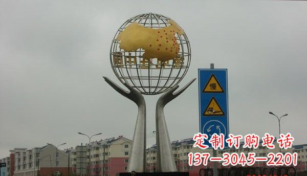 益阳不锈钢城市景观手捧地球雕塑