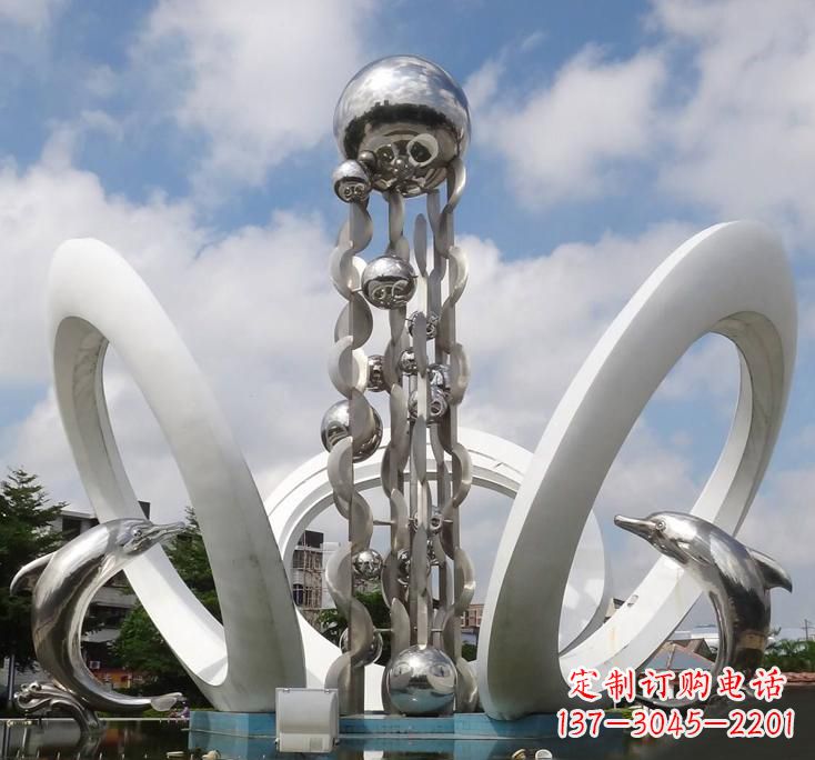 益阳不锈钢城市艺术海豚雕塑