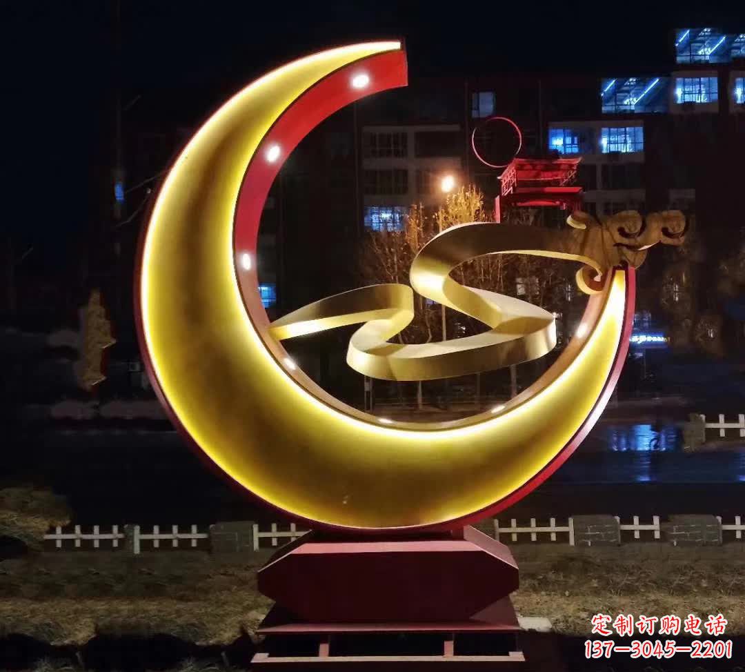 益阳绚丽的不锈钢月亮雕塑