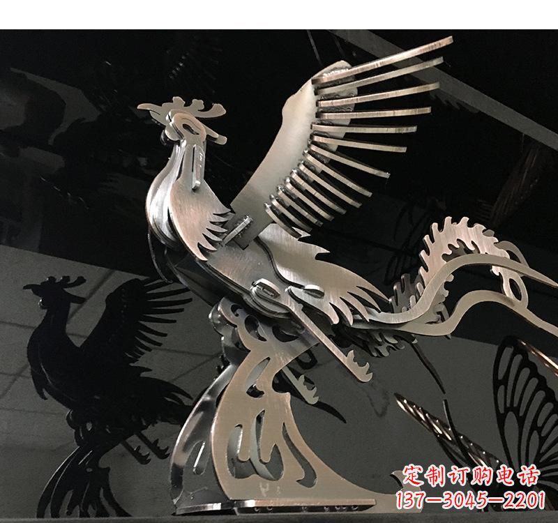 益阳不锈钢凤凰雕塑精美的艺术品