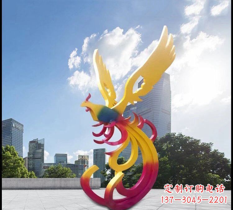 益阳不锈钢抽象彩色凤凰雕塑