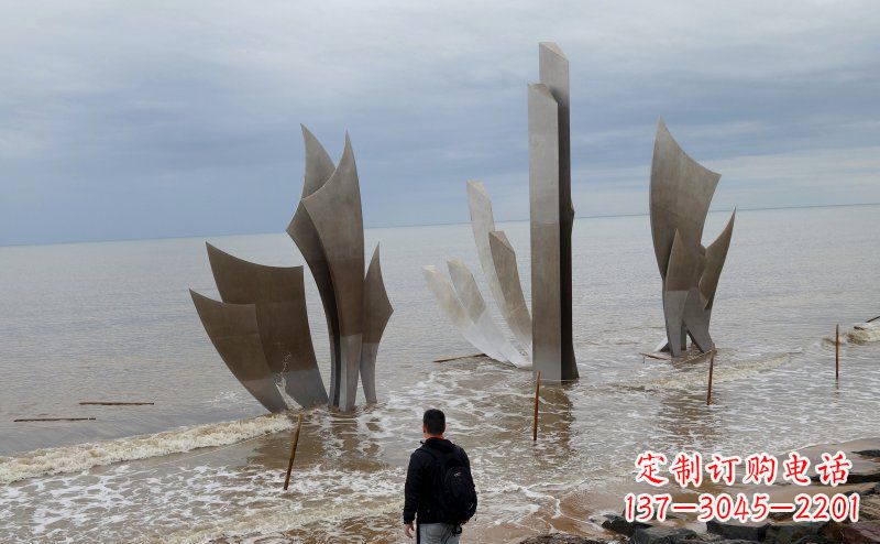 益阳不锈钢抽象船帆海边景观雕塑