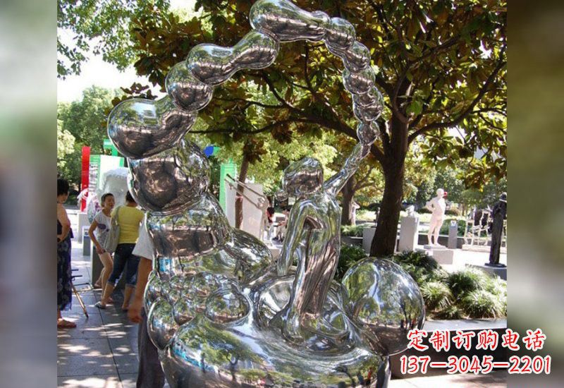 益阳不锈钢抽象吹泡泡的儿童雕塑