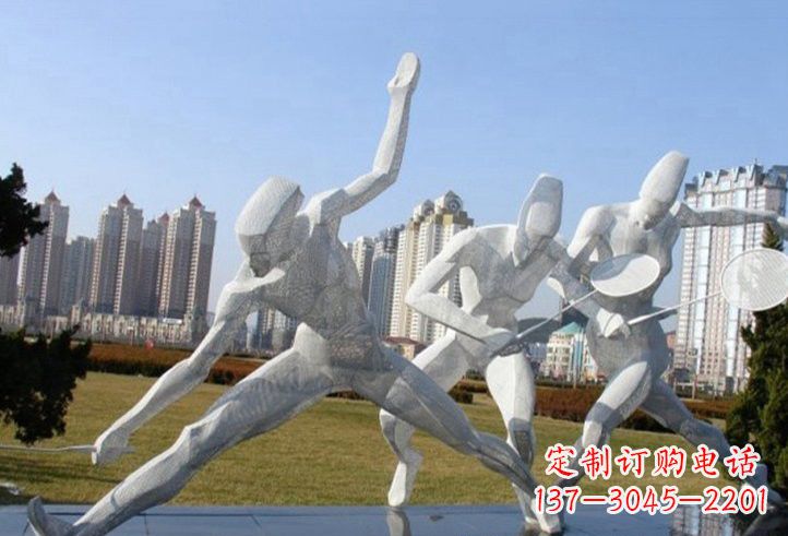 益阳不锈钢抽象打羽毛球人物雕塑