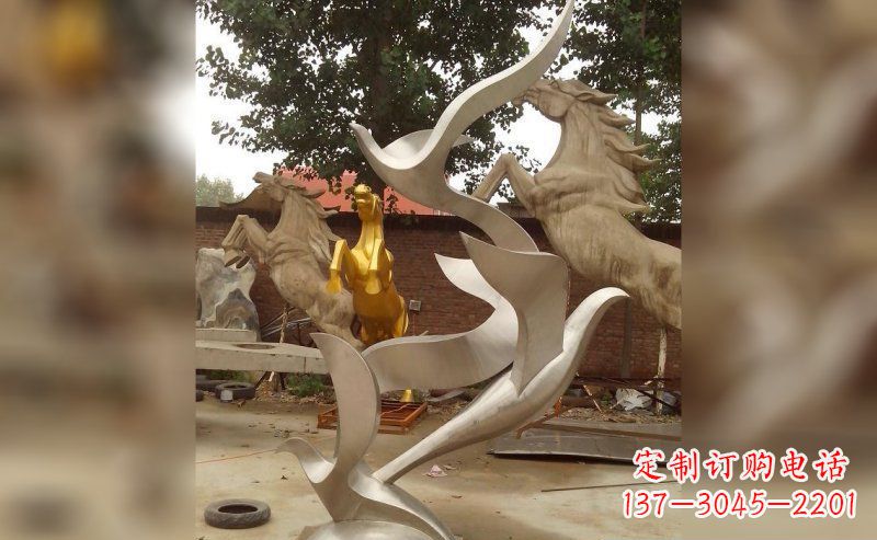 益阳不锈钢抽象大雁鸽子雕塑 (2)