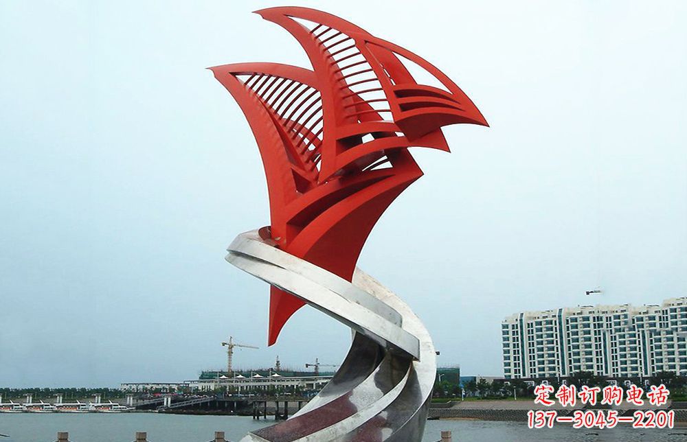 益阳海洋之舟——不锈钢抽象帆船海边景观雕塑