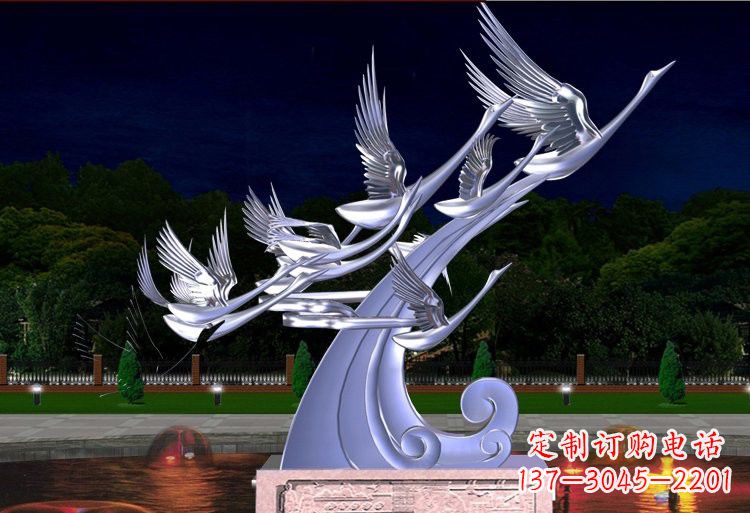 益阳不锈钢抽象飞翔的天鹅设计图
