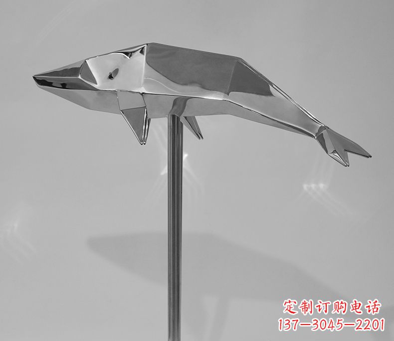 益阳不锈钢抽象几何海豚雕塑
