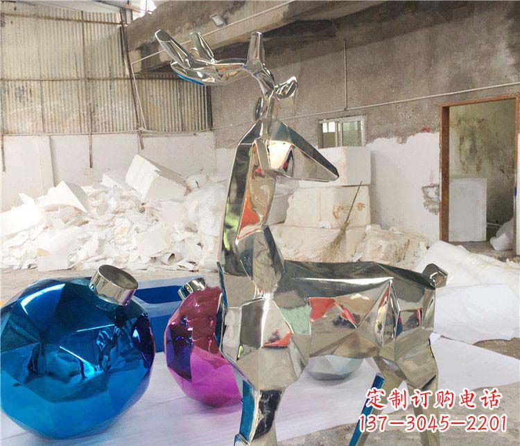益阳不锈钢抽象几何梅花鹿雕塑
