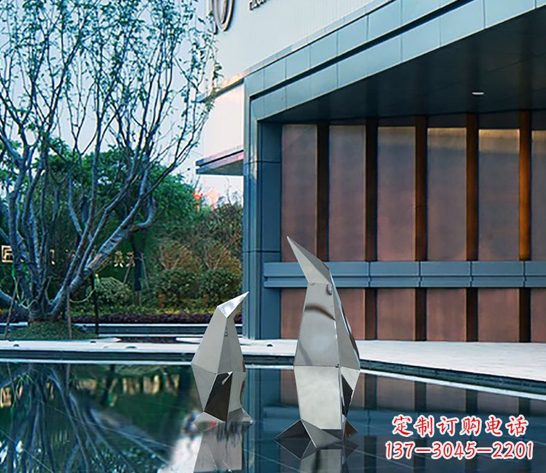 益阳不锈钢企鹅雕塑一件来自大自然的艺术品