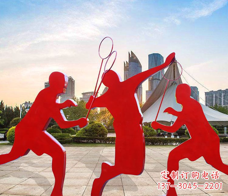 益阳不锈钢抽象剪影打羽毛球人物雕塑