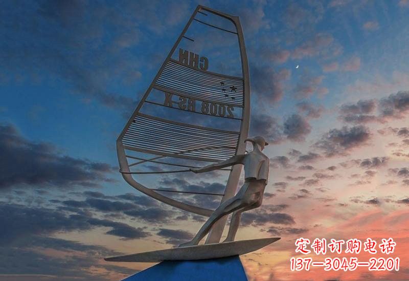 益阳不锈钢抽象驾驶帆船人物雕塑