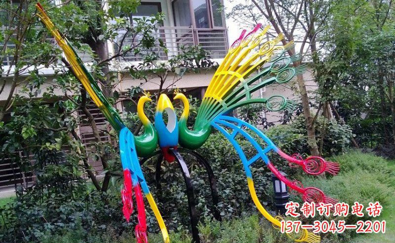 益阳不锈钢抽象孔雀雕塑 (4)
