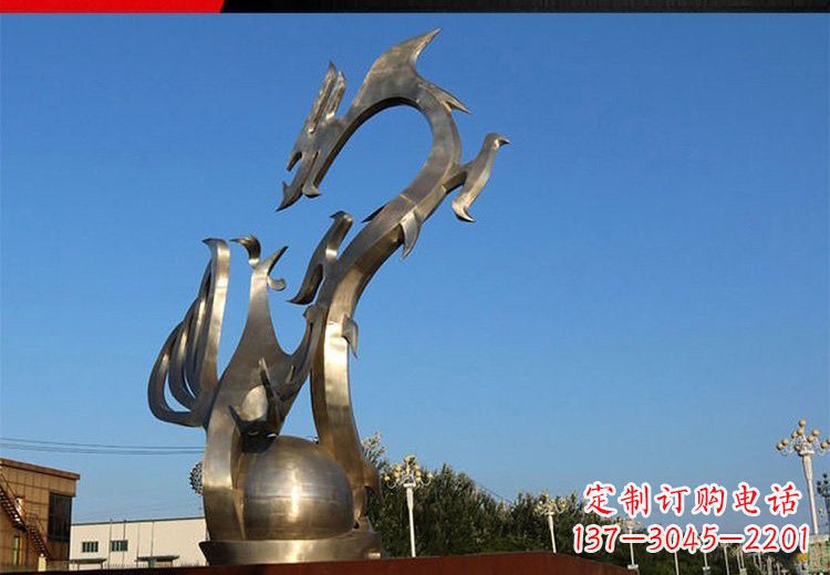 益阳不锈钢抽象龙凤雕塑