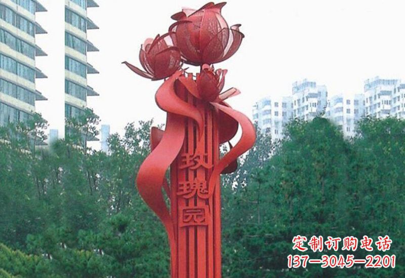 益阳不锈钢玫瑰雕塑精美而优雅