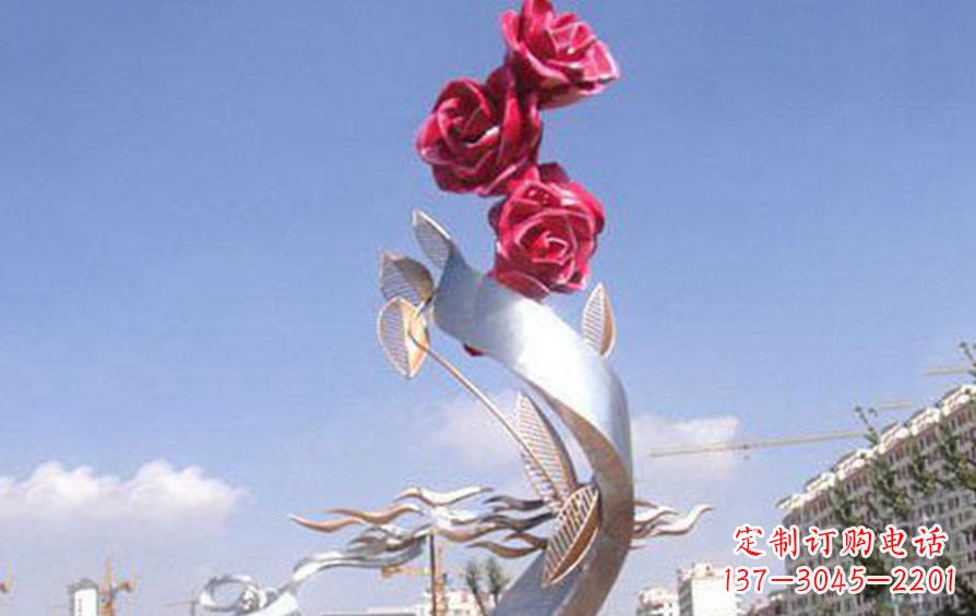 益阳精美不锈钢玫瑰雕塑