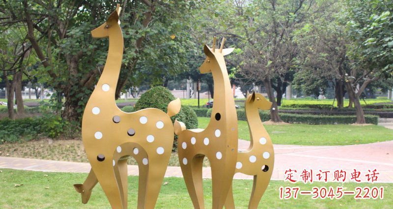 益阳不锈钢抽象梅花鹿动物雕塑