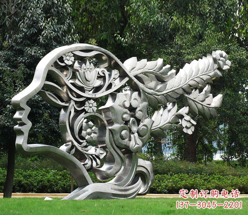益阳不锈钢抽象美女雕塑1