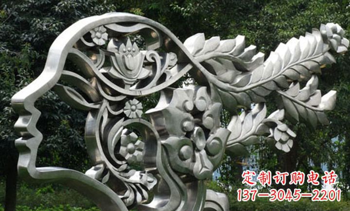 益阳不锈钢抽象美女头像雕塑
