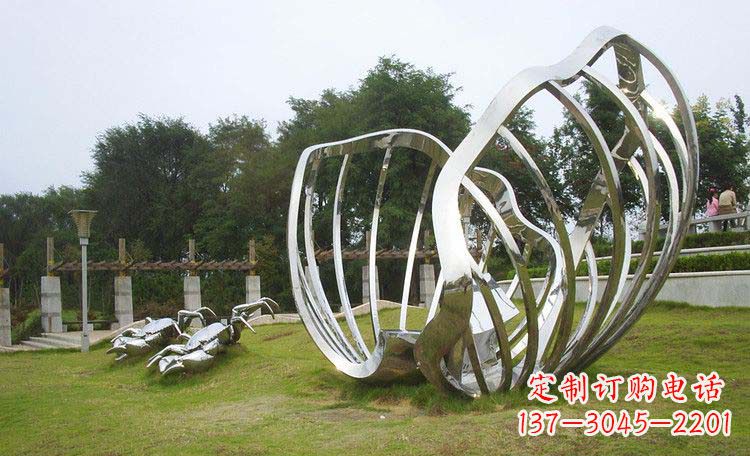 益阳不锈钢抽象螃蟹贝壳雕塑