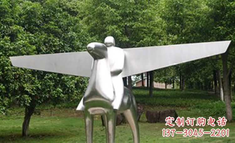 益阳不锈钢抽象骑飞马的人物雕塑