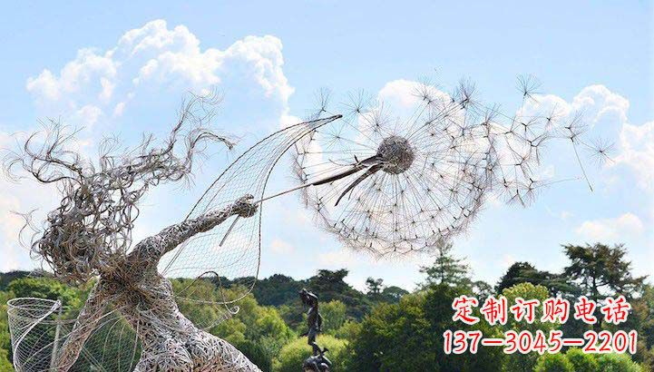 益阳不锈钢抽象人物和蒲公英雕塑
