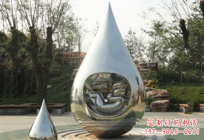 益阳不锈钢抽象生命之源水滴雕塑
