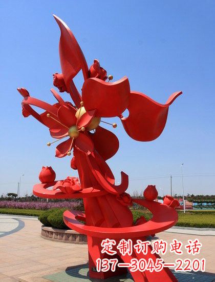 益阳不锈钢抽象石榴花雕塑