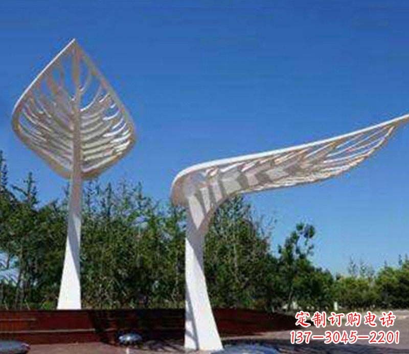 益阳精美不锈钢树叶雕塑