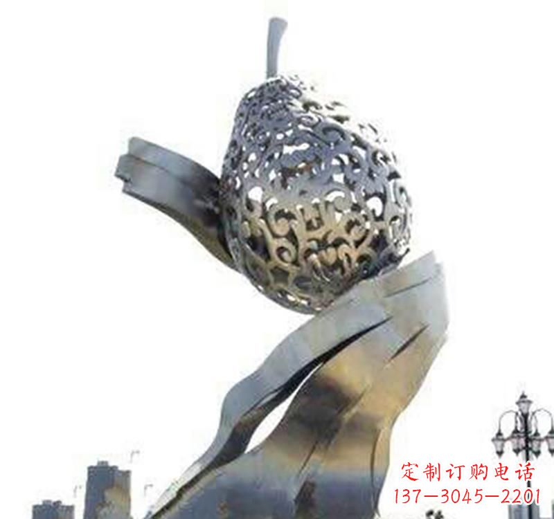 益阳不锈钢梨雕塑艺术结合精美外形