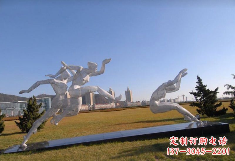 益阳不锈钢抽象跳远的运动员雕塑