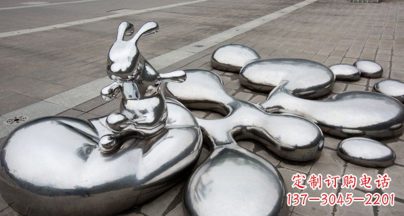 益阳不锈钢兔子雕塑——精美的水滴广场装饰