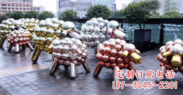 益阳不锈钢抽象小羊肖恩动物广场雕塑