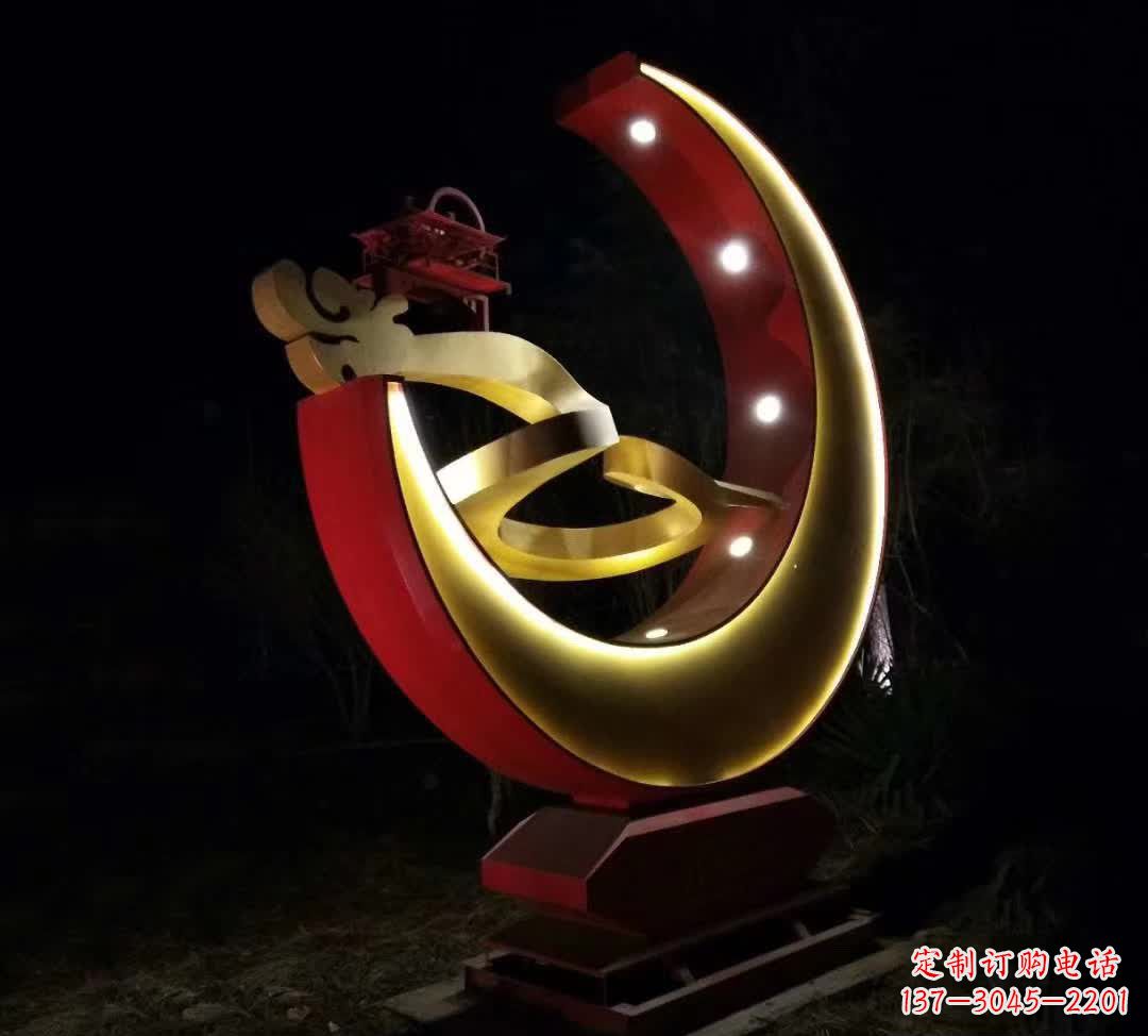 益阳不锈钢月亮雕塑静谧中的经典之美