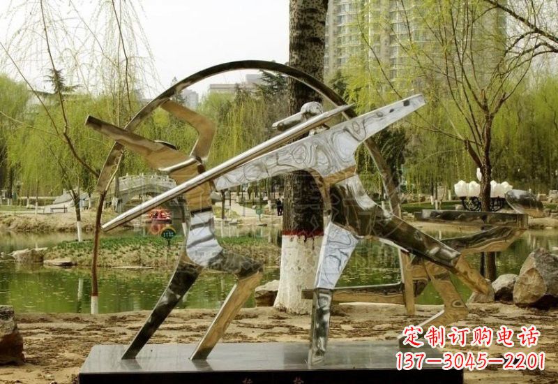益阳不锈钢抽象运动员雕塑