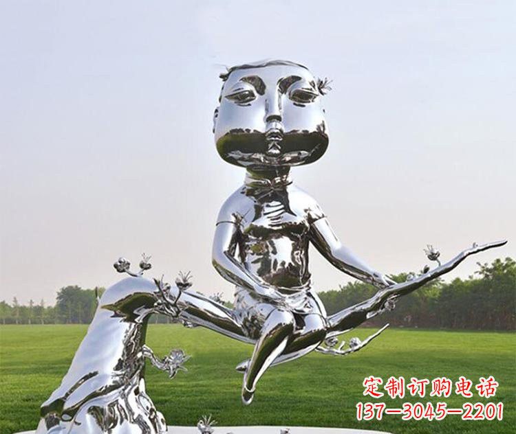 益阳不锈钢树枝上的女孩雕塑
